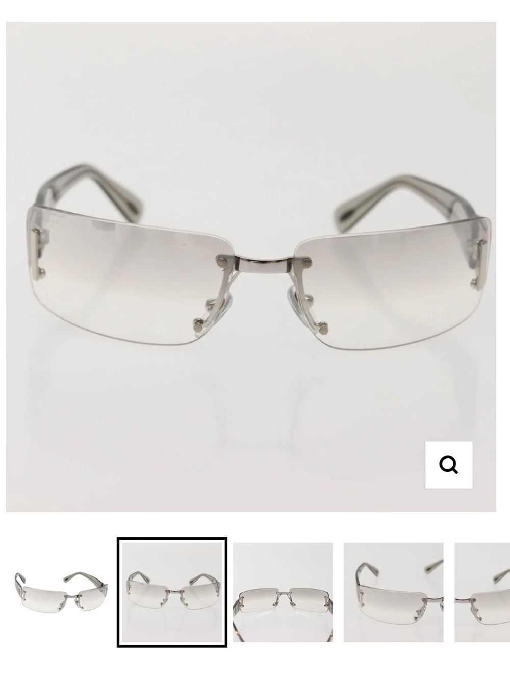 Vintage BVLGARI silver gradient y2k Rimless Sunglasses with case - Picture 2 of 15